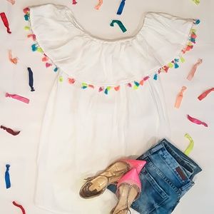 Forever 21 Tasseled Off The Shoulder Blouse